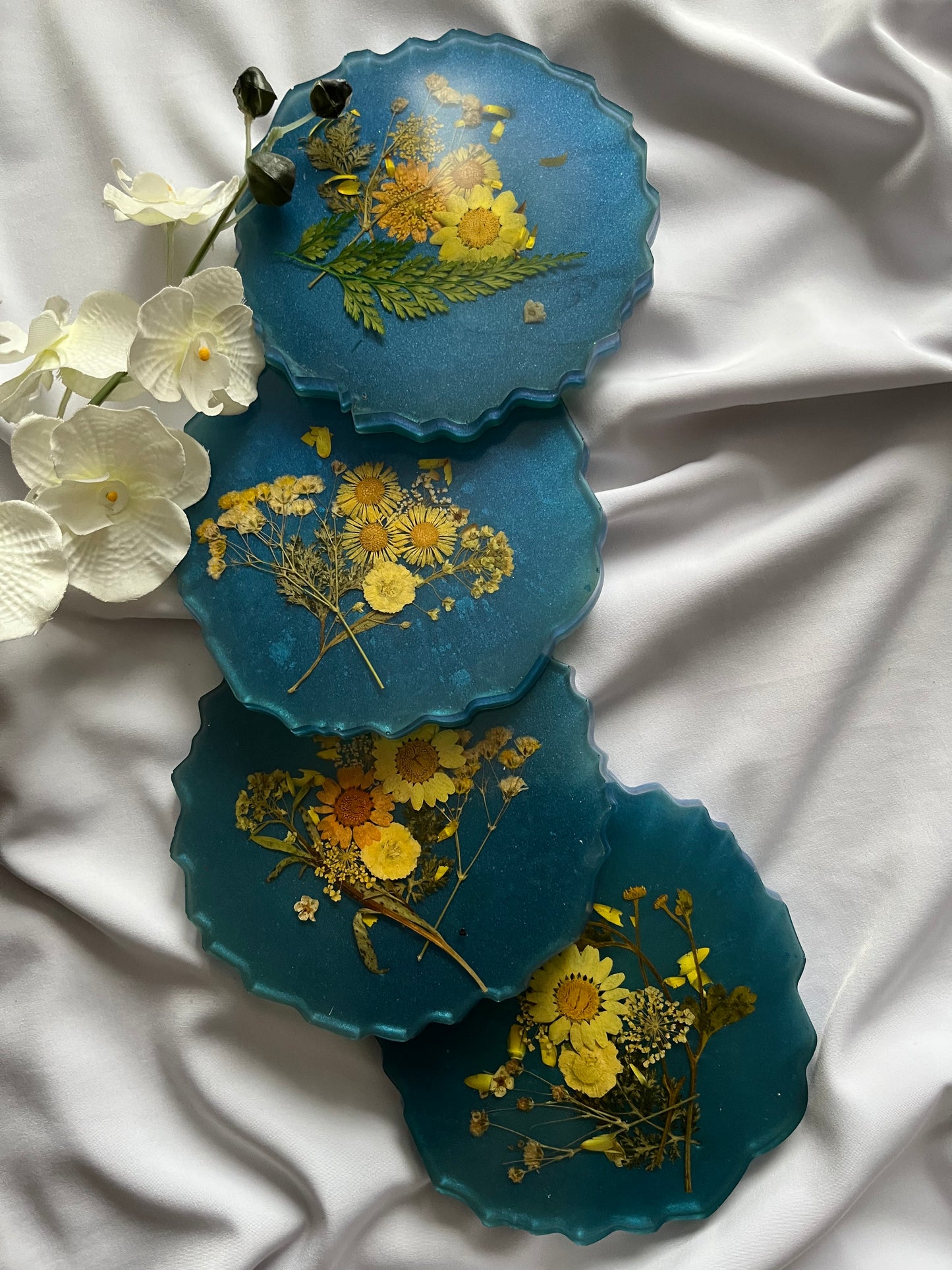 Ocean Blue Sunflower Infused Coaster