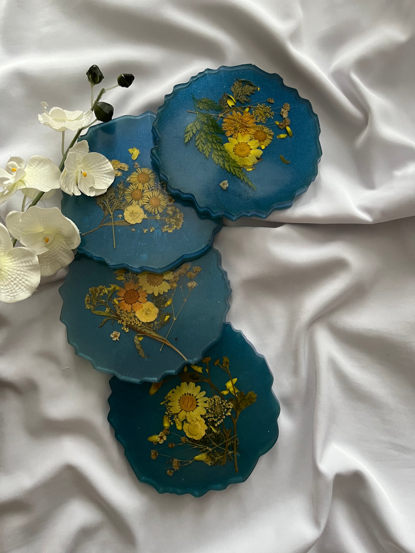 Ocean Blue Sunflower Infused Coaster