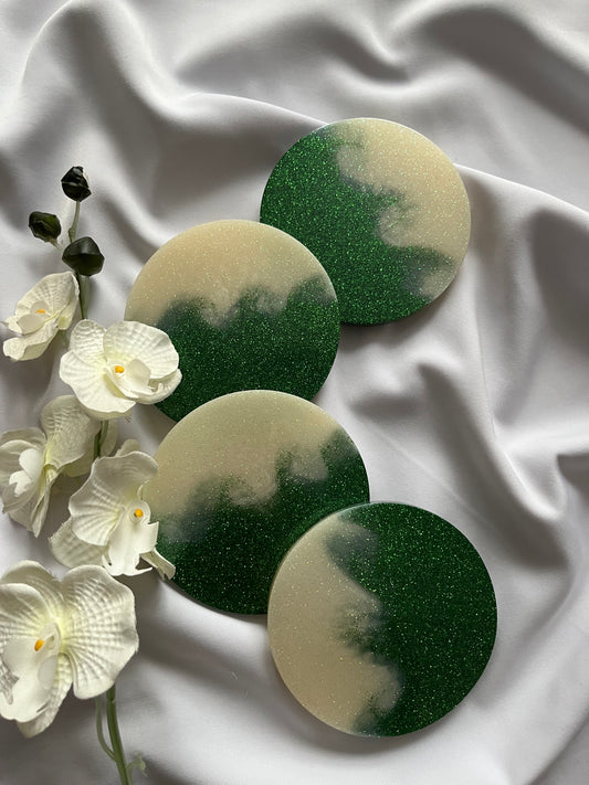 Forest Green and Cream Coasters