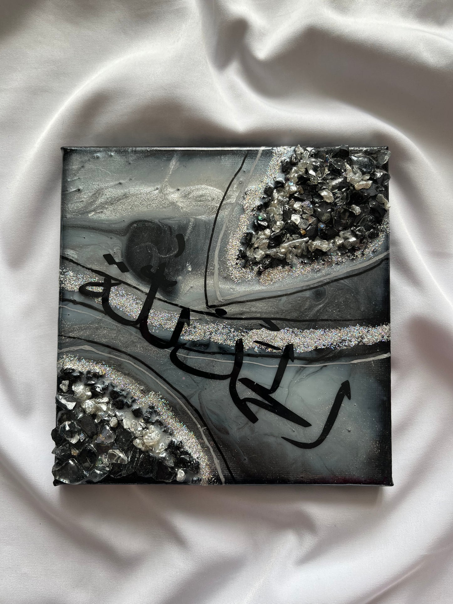 Black Arabic Calligraphy Resin Canvas - SALE!