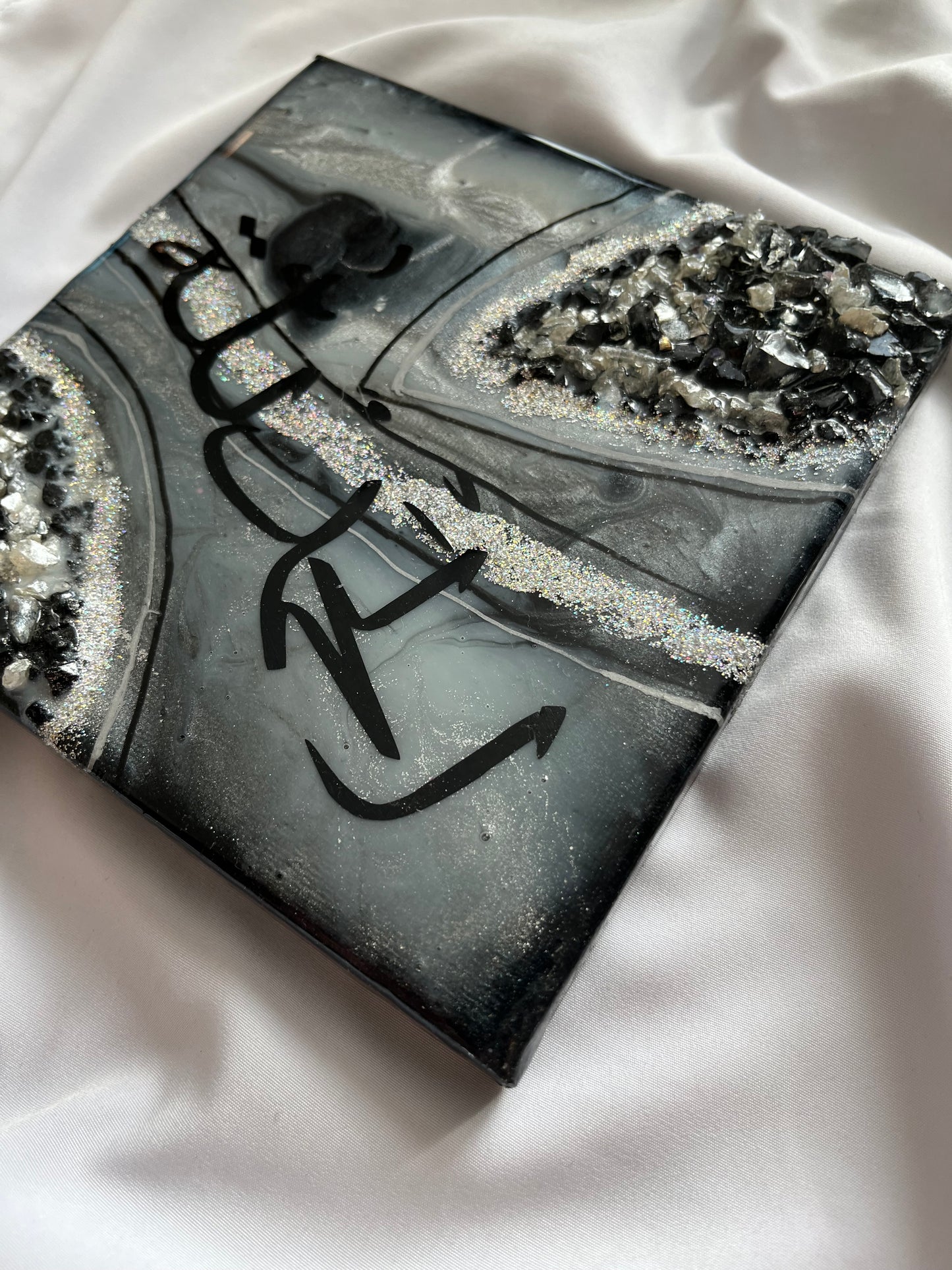 Black Arabic Calligraphy Resin Canvas - SALE!
