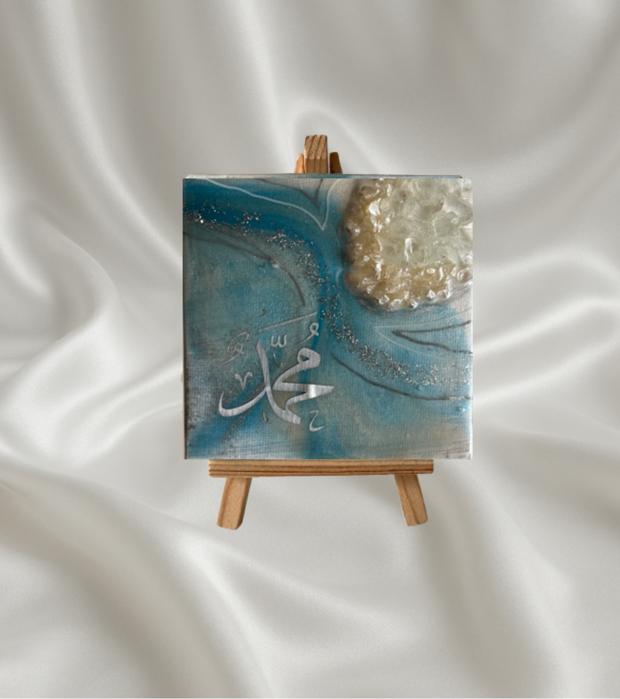 Blue Arabic Calligraphy Resin Canvas