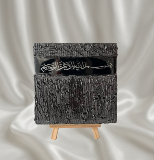 Black Textured Arabic Resin Canvas