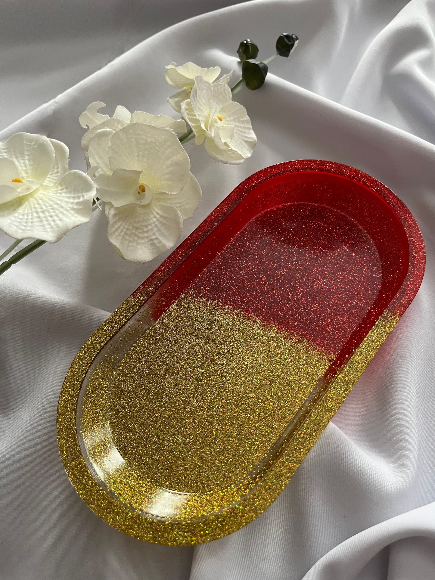 Crimson Gold Oval Tray