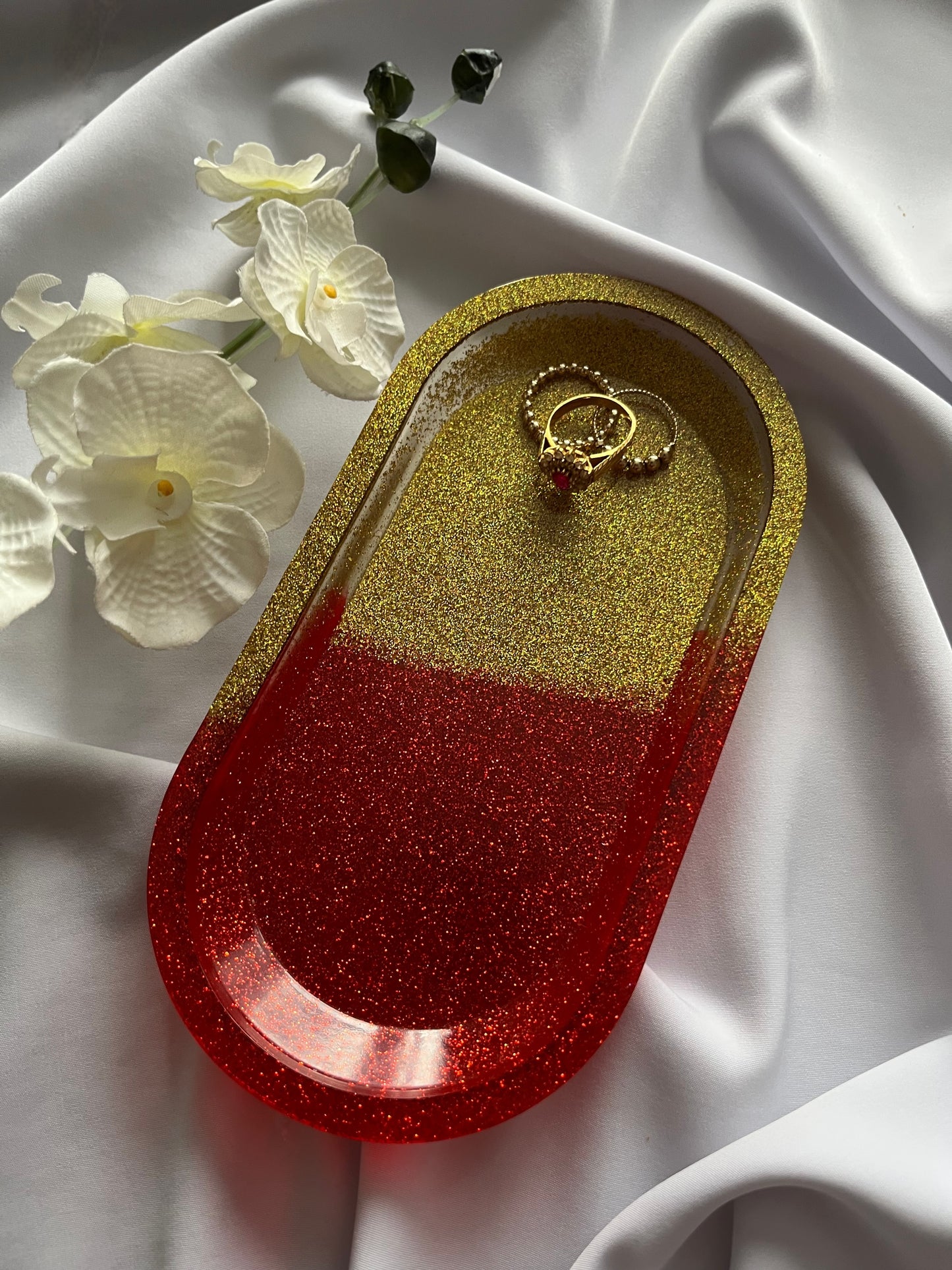 Crimson Gold Oval Tray